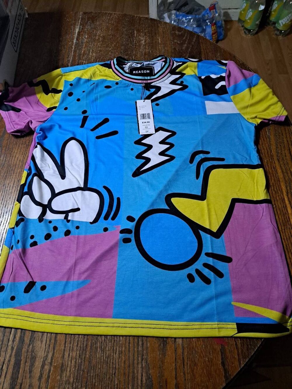 New Large Reason Relax Short Sleeve Crew Neck Pullover Streetwear Tee Tshirt